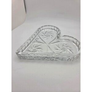 Vintage Decorative Crystal HEART SHAPED Candy Dish Decor 5"